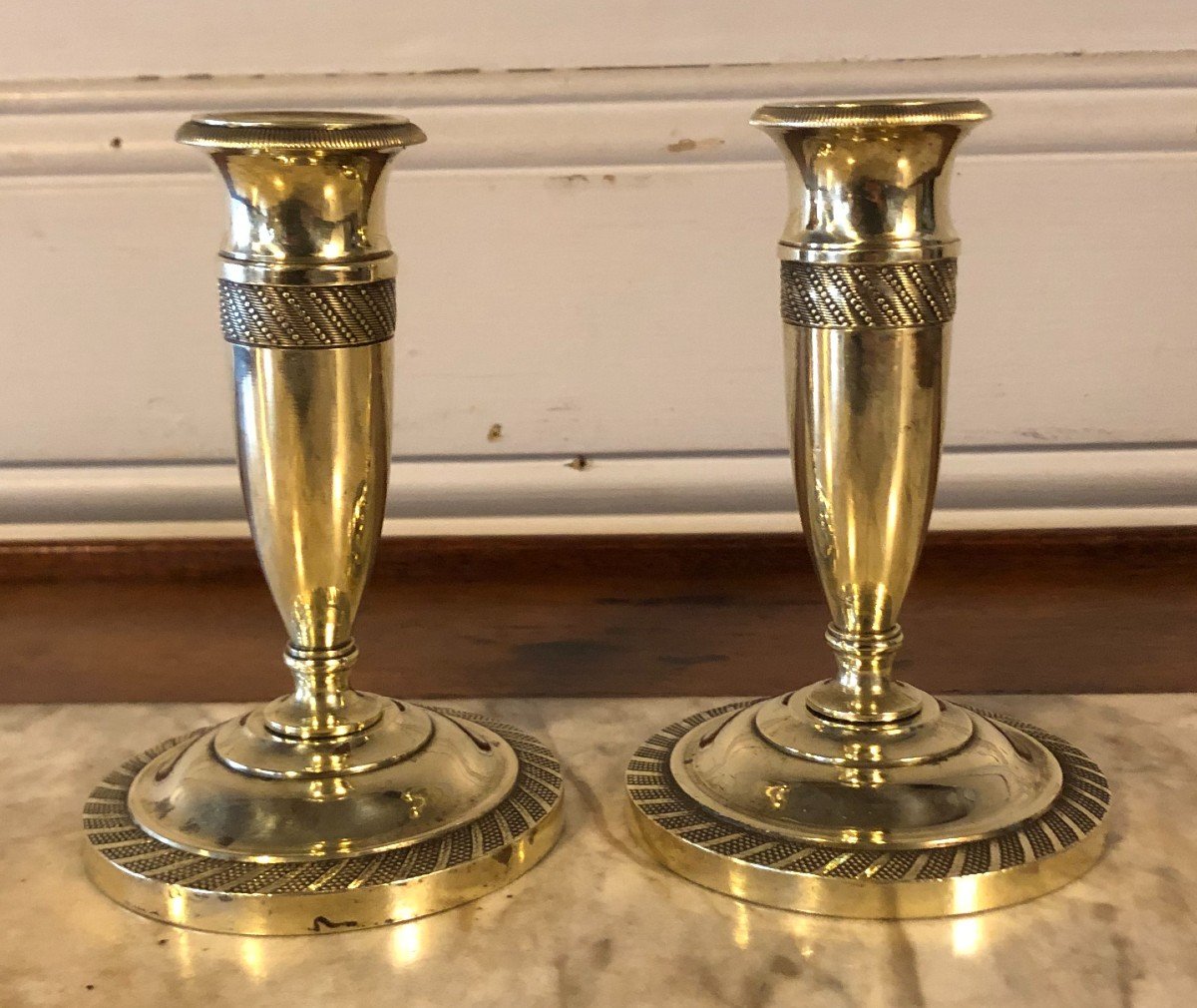 Pair Of Empire Bronze Candlesticks-photo-3