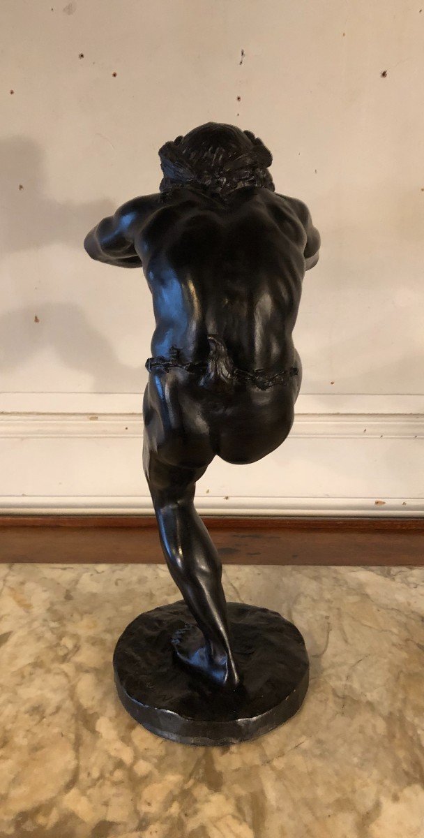 " Faune Jouant De La Flûte " Bronze d'Après Lequesne édité Par Gautier -photo-3