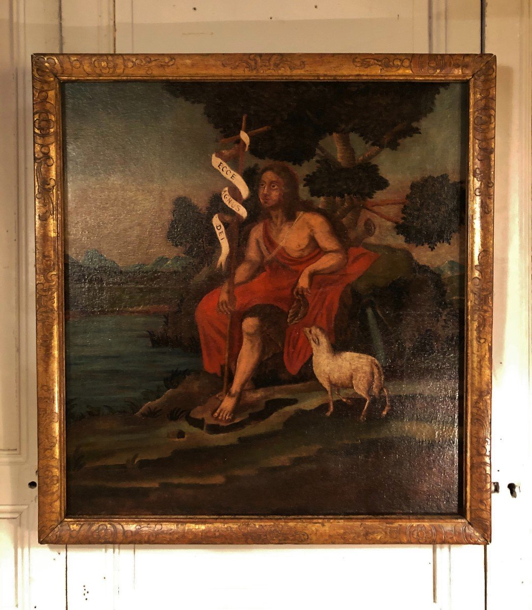 Huile Sur Toile "saint Jean Baptiste" XVII° Siècle