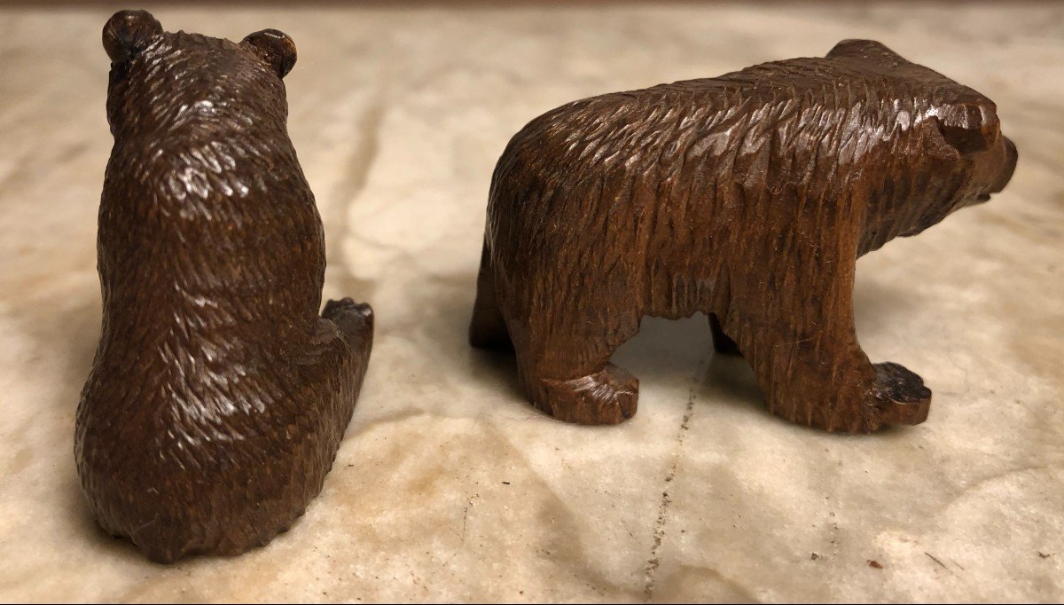 Three Carved Wooden Bears North America Circa 1930-photo-6