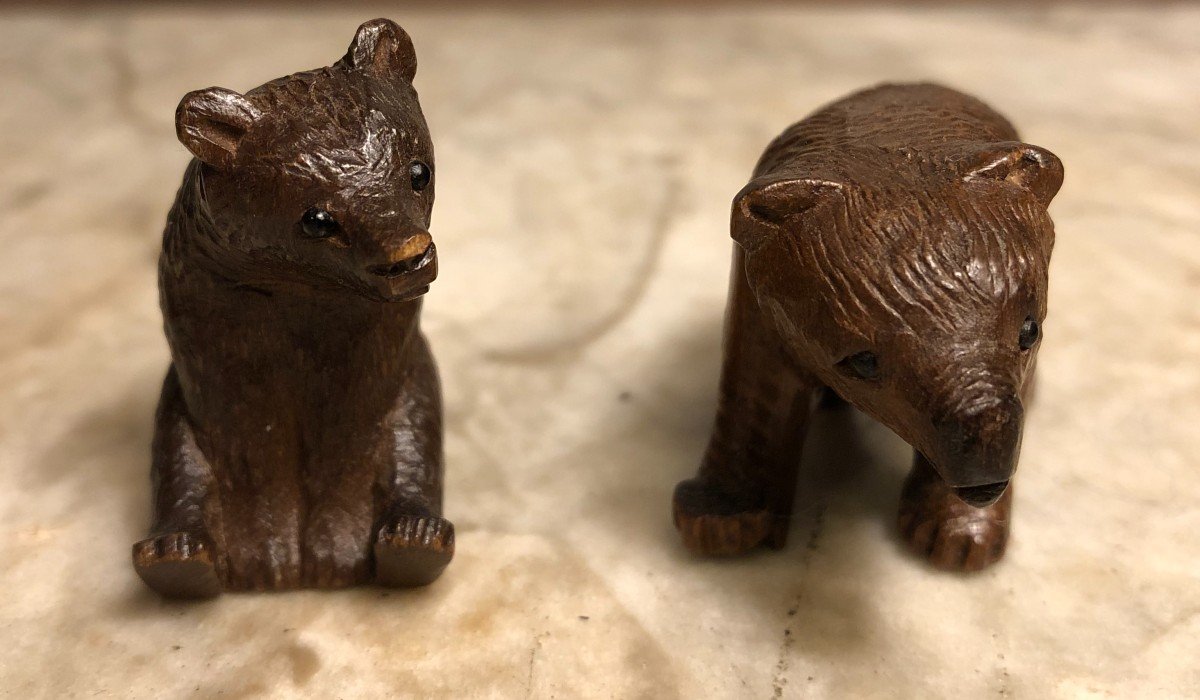 Three Carved Wooden Bears North America Circa 1930-photo-7