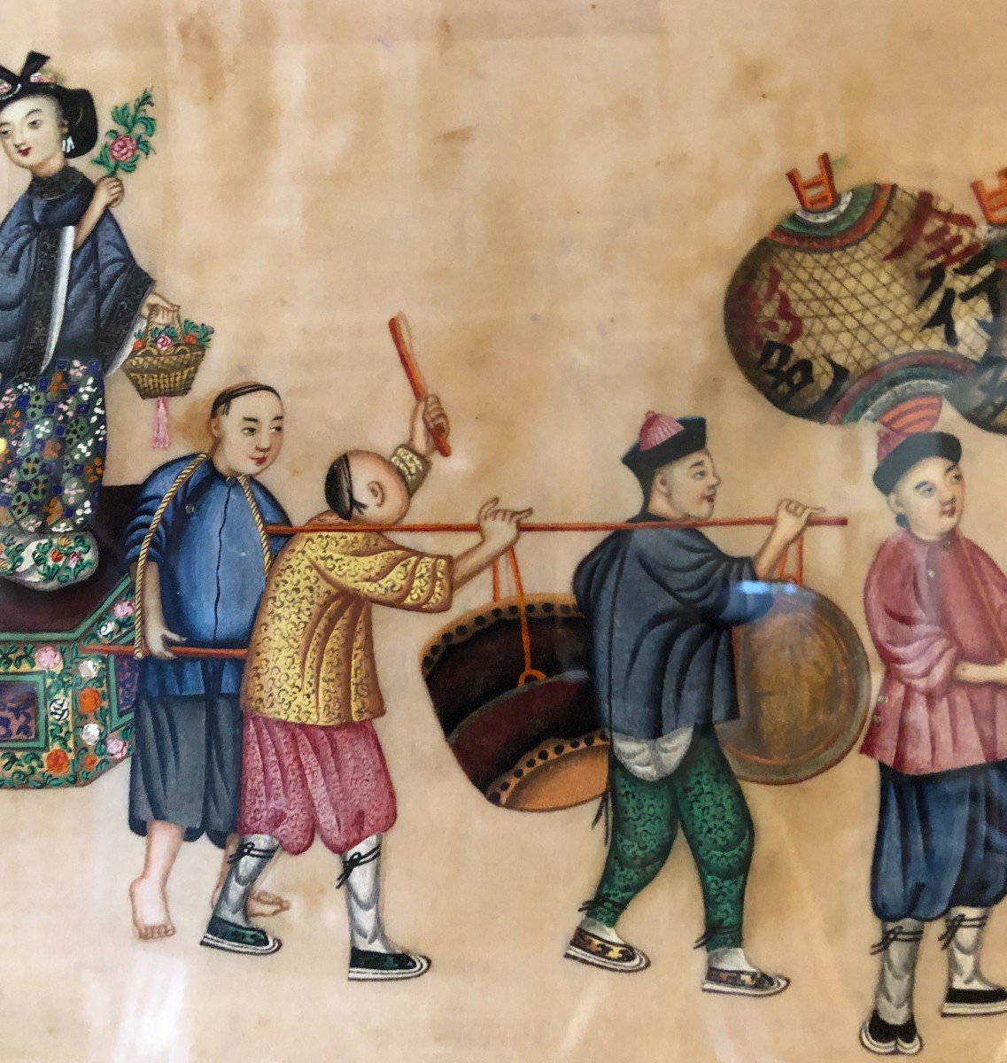 Deux Peintures Sur Soie Chine Vers 1900-photo-4