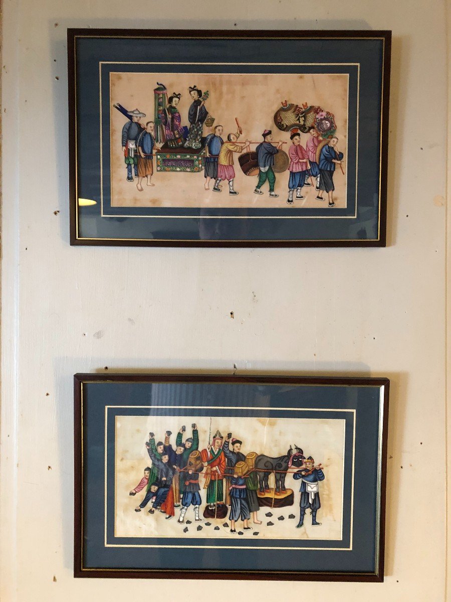Two Paintings On Silk China Around 1900