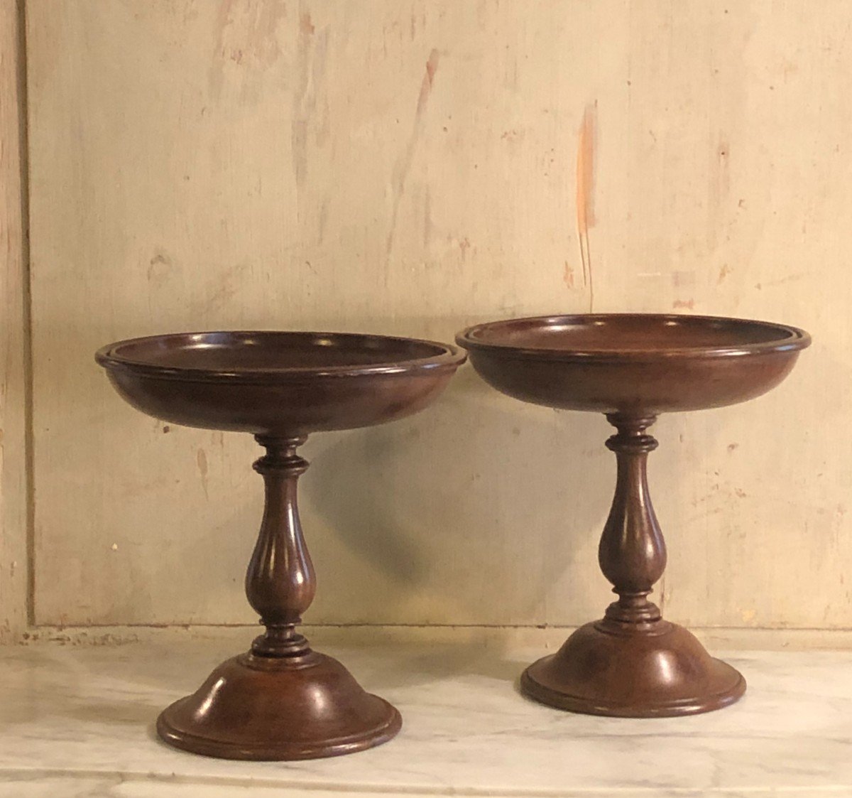 Pair Of Turned Wood Cups 19th Century-photo-3