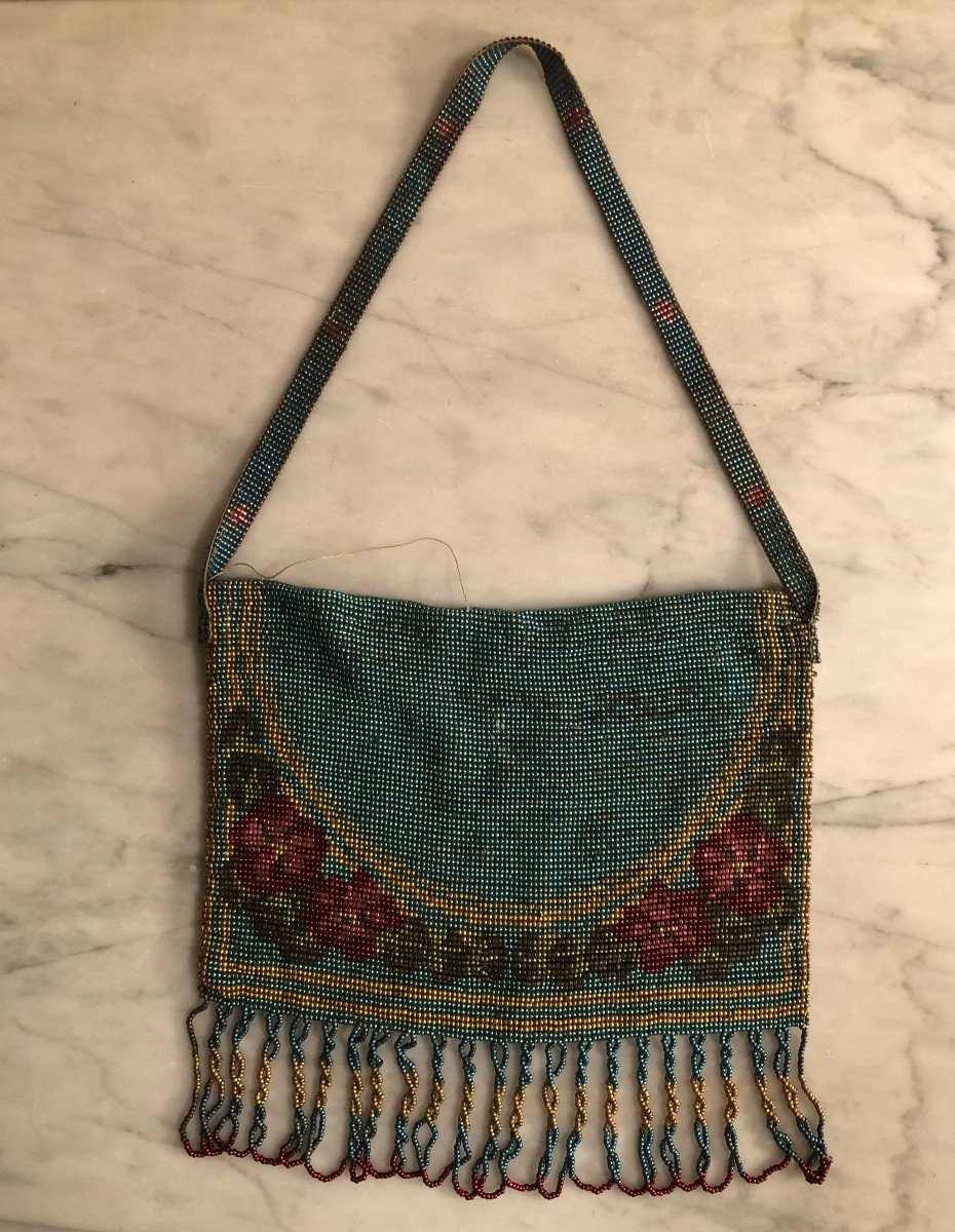 Trois Sacs Bourses En Perles Vers 1900-photo-6