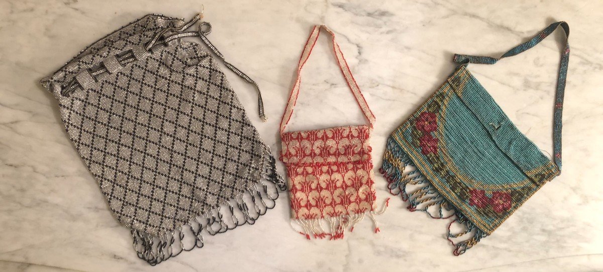 Trois Sacs Bourses En Perles Vers 1900