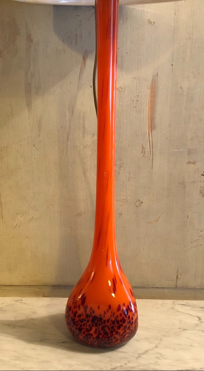 Paire De Lampes En Verre Orange Vers 1970-photo-1