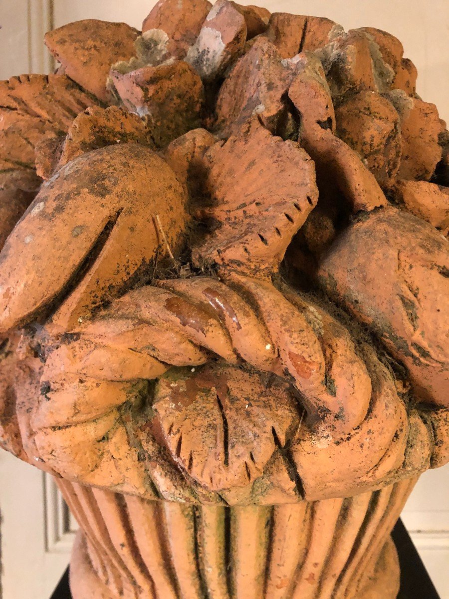 Important Terracotta Fruit Basket 19th Century-photo-1