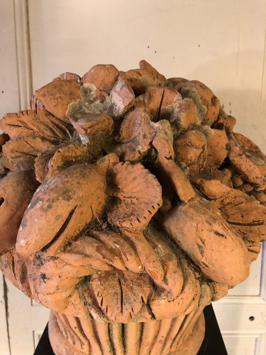 Important Terracotta Fruit Basket 19th Century-photo-2