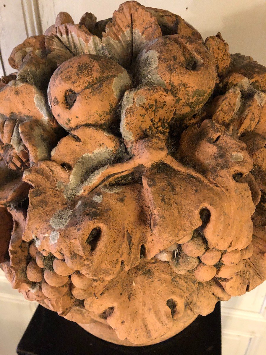 Important Terracotta Fruit Basket 19th Century-photo-4