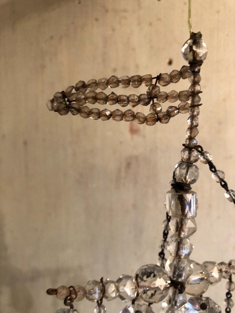 Ex Voto Bateau En Perles Et Pampilles De Verres XIX&deg; Si&egrave;cle -photo-4