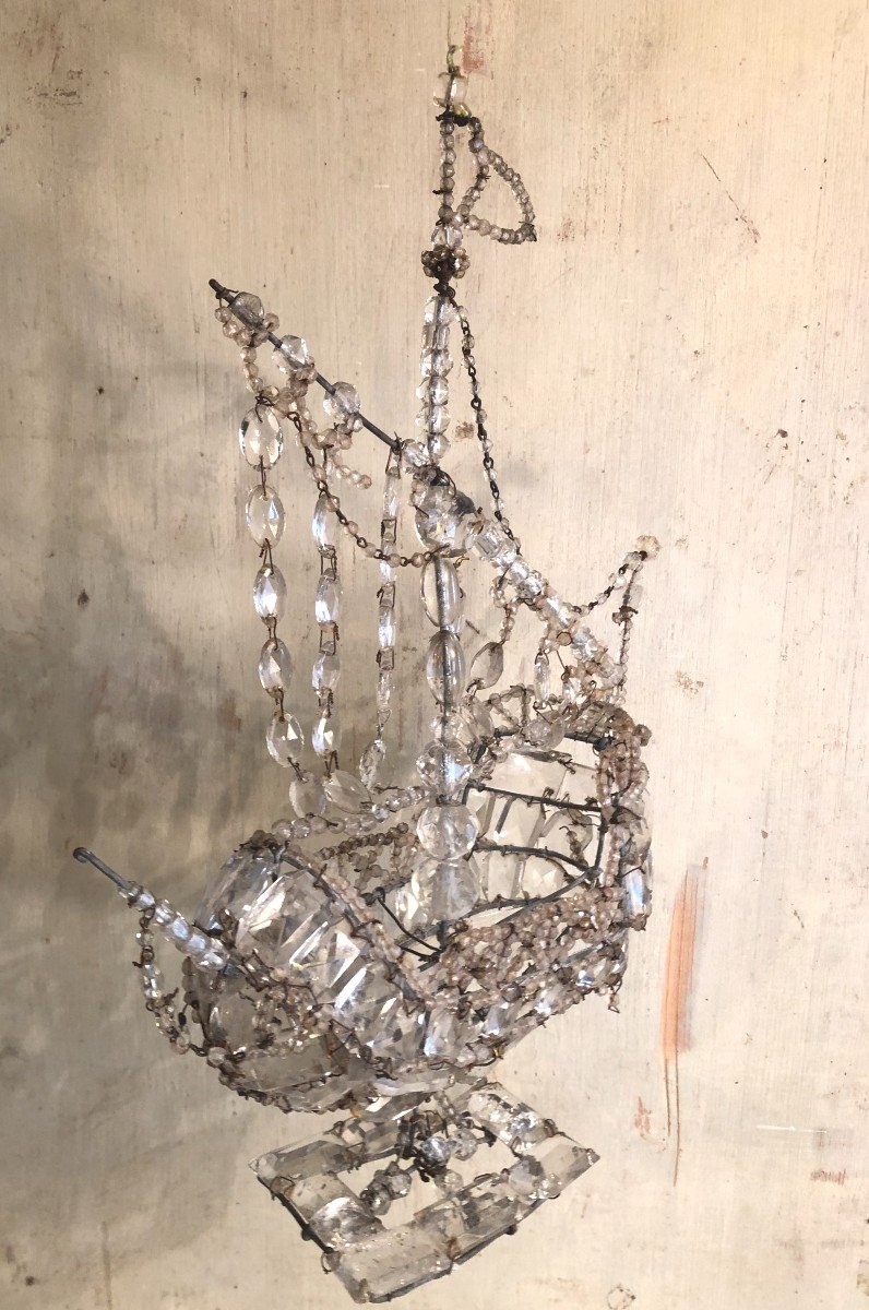 Ex Voto Boat In Pearls And Glass Tassels 19th Century -photo-3