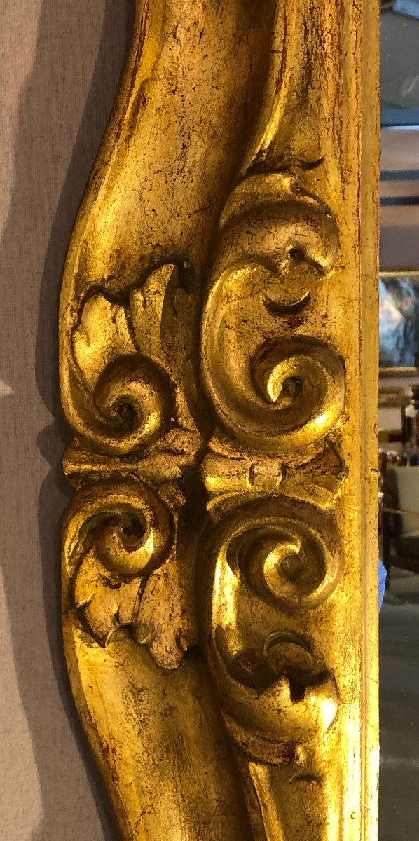 Miroir Baroque Italien En Bois Doré XIX° Siècle-photo-1