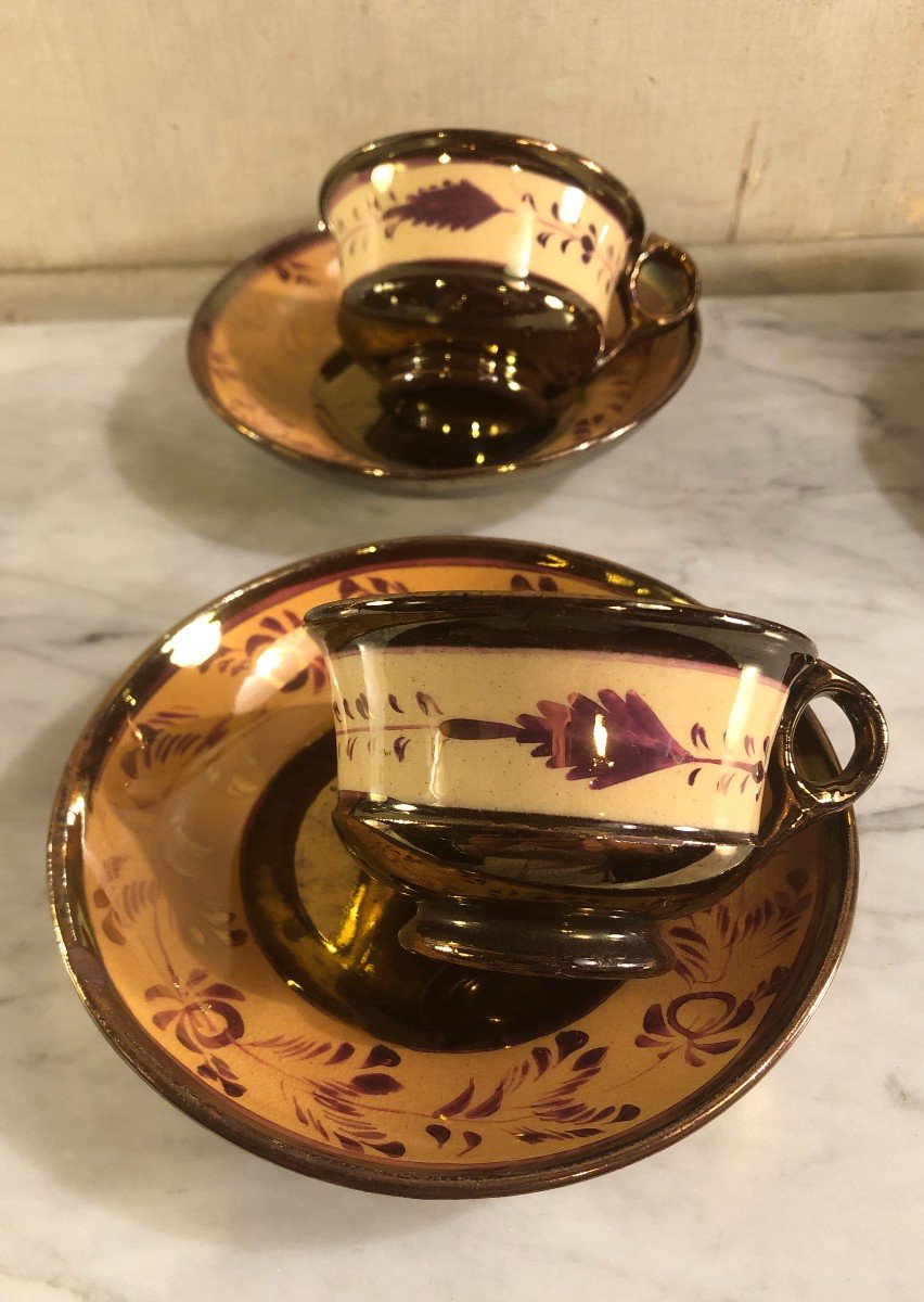Four Jersey Cups And Saucers Circa 1900-photo-3