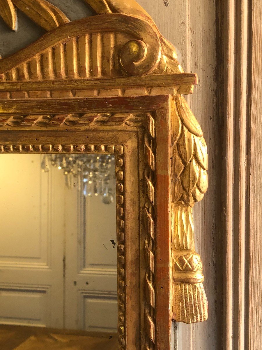Miroir De Mariage Louis XVI En Bois Doré XVIII° Siècle-photo-4