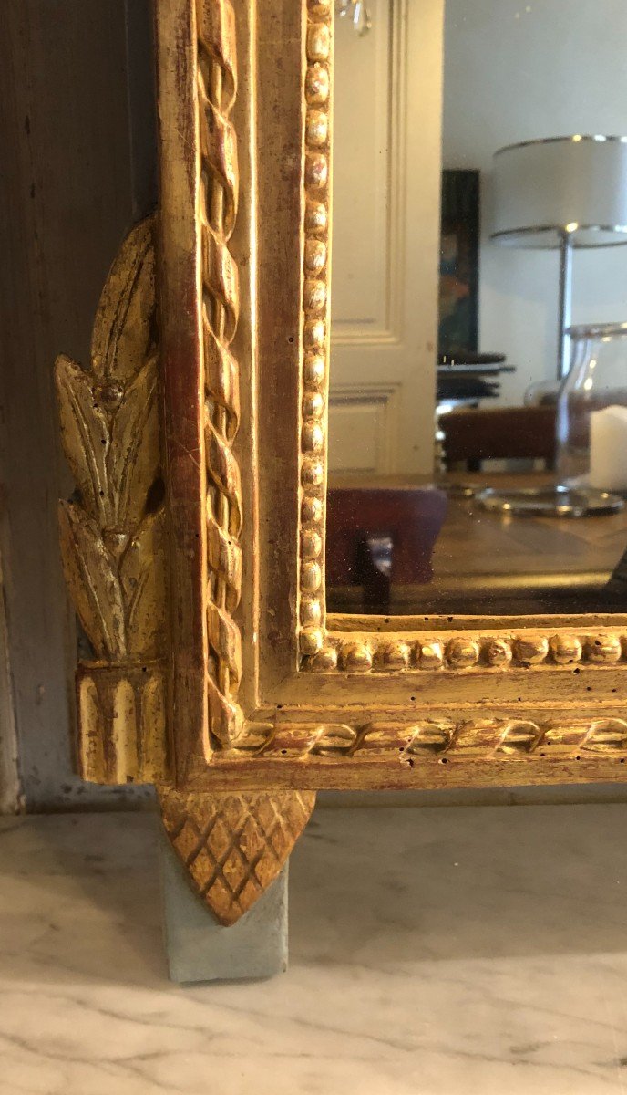 Miroir De Mariage Louis XVI En Bois Doré XVIII° Siècle-photo-3