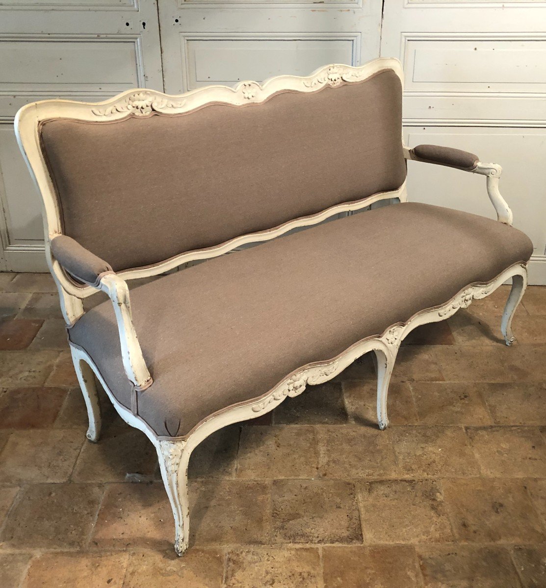 Louis XV Style Alcove Sofa From The 18th Century In Lacquered Wood-photo-5