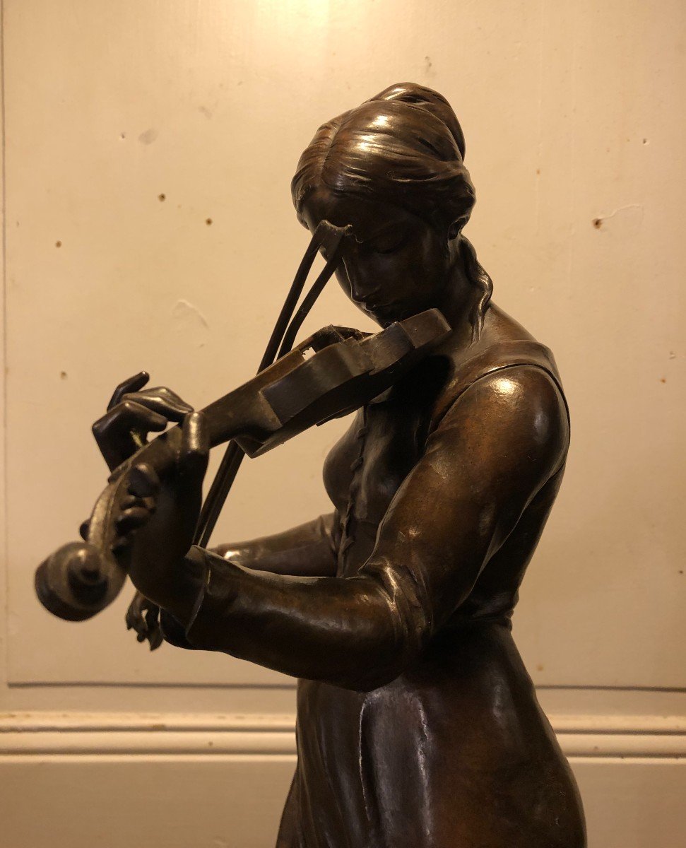 "the Cellist" Bronze Signed Alfred Boucher H 65cm -photo-1