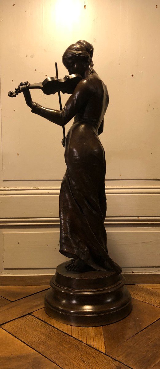 "the Cellist" Bronze Signed Alfred Boucher H 65cm -photo-2