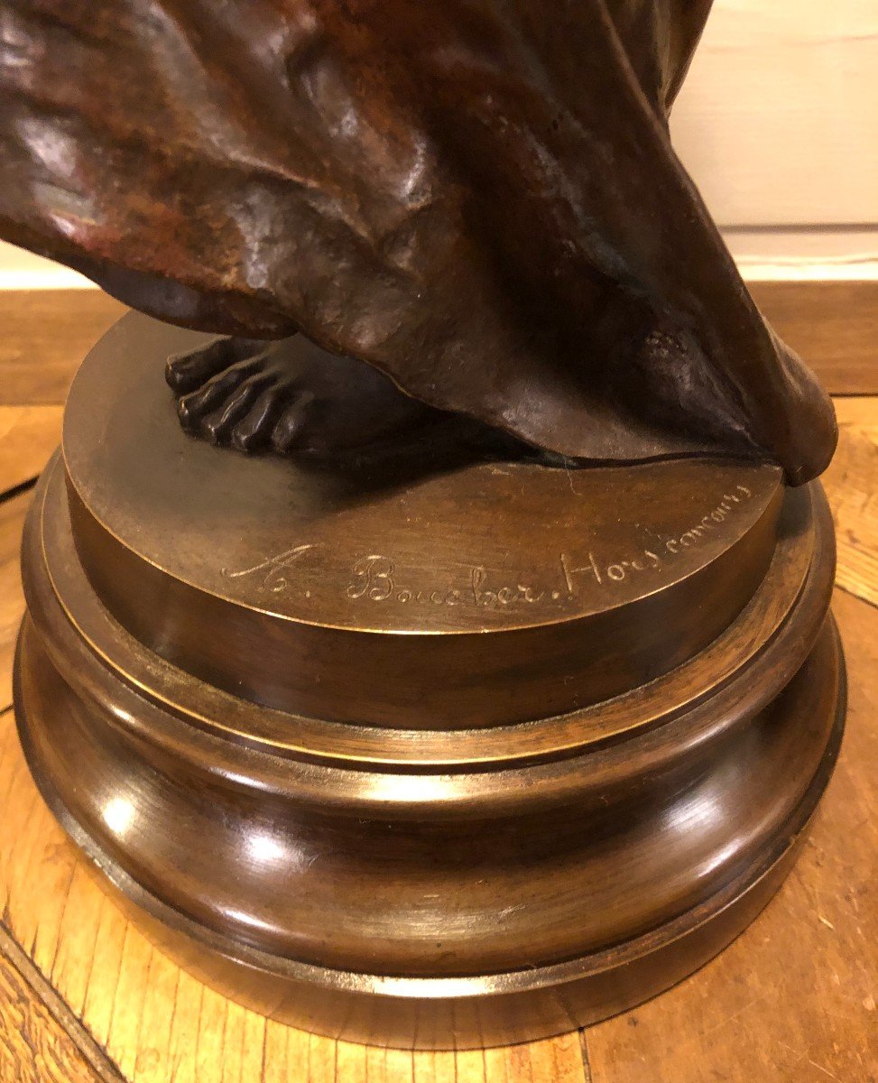 "the Cellist" Bronze Signed Alfred Boucher H 65cm -photo-4