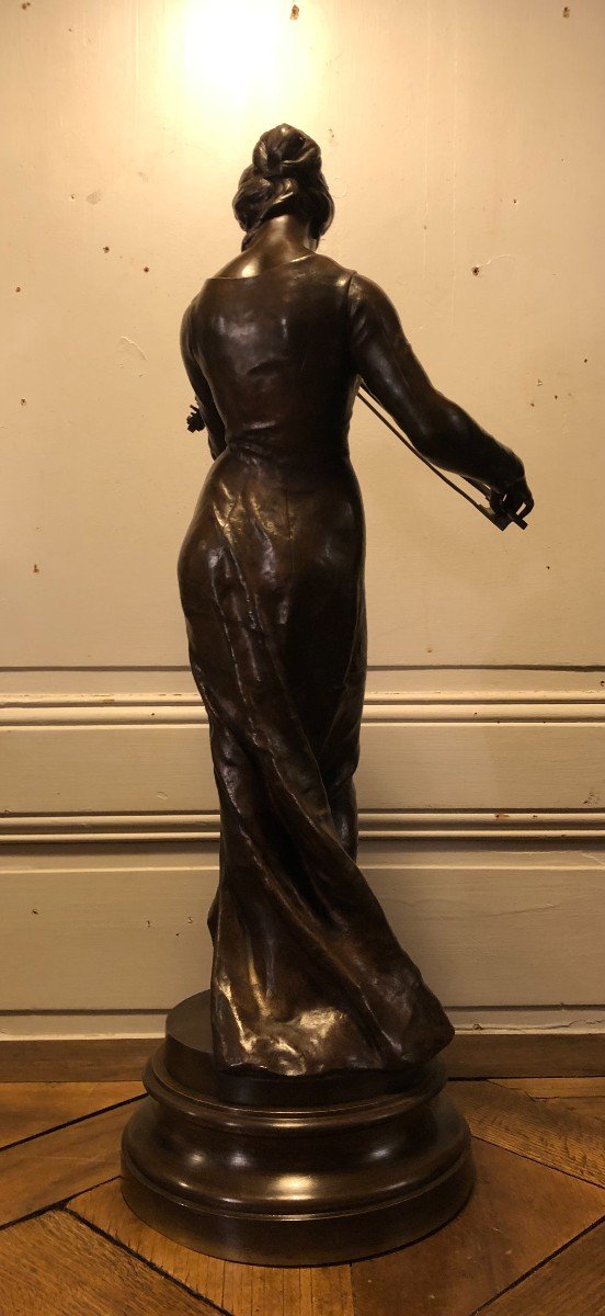 "the Cellist" Bronze Signed Alfred Boucher H 65cm -photo-5