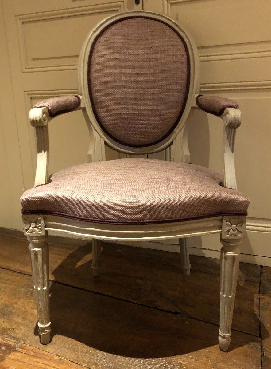 Paire De Fauteuils Médaillons Louis XVI En Cabriolet époque XVIII° Siècle-photo-4
