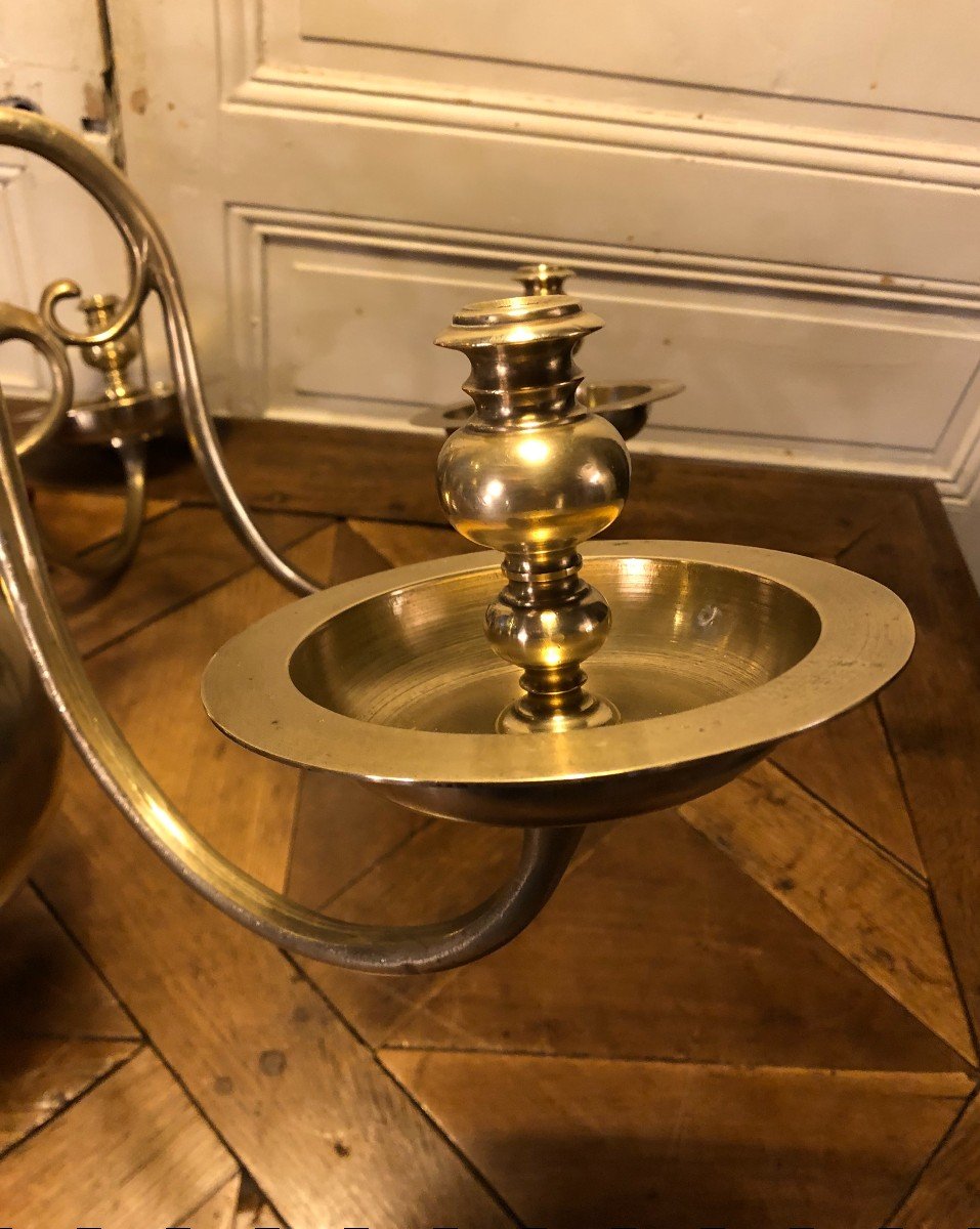 Lustre Hollandais En Bronze à Six Bras De Lumières -photo-4