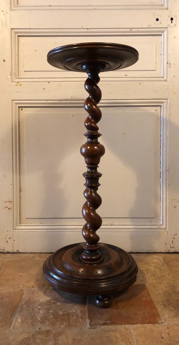 Sellette, Porte Lumière De Style Louis XIII En Noyer XVIII° Siècle-photo-2