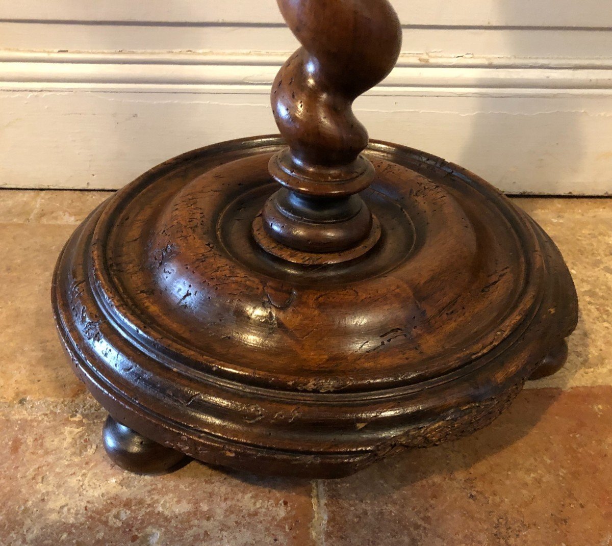 Sellette, Porte Lumière De Style Louis XIII En Noyer XVIII° Siècle-photo-2