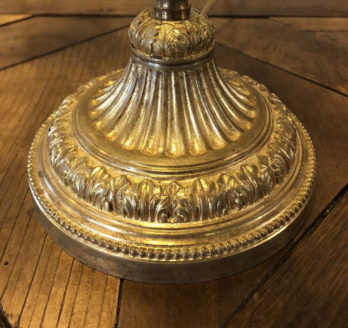Paire De Girandoles Style Louis XVI En Bronze Doré XIX° Siècle -photo-1