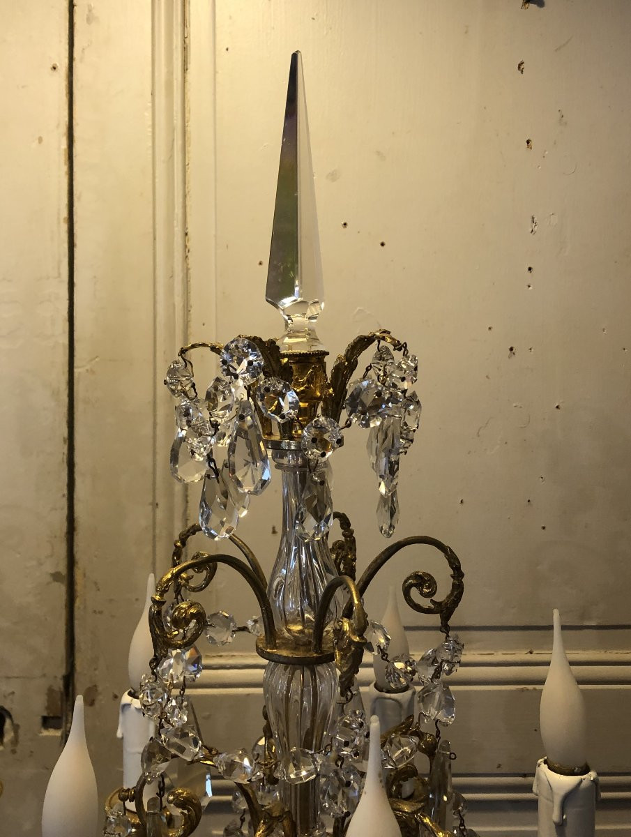 Paire De Girandoles Style Louis XVI En Bronze Doré XIX° Siècle -photo-7