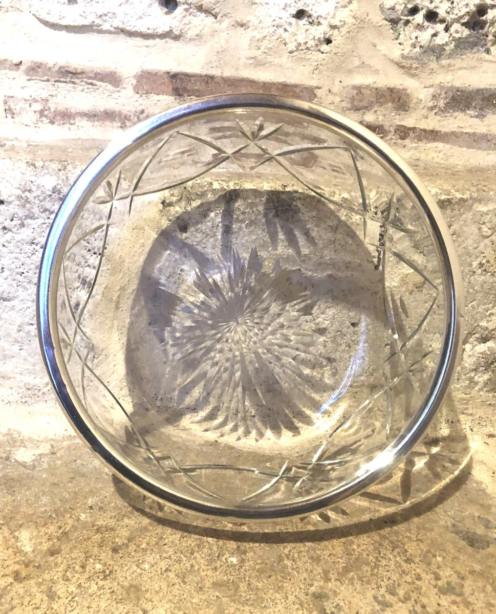 Minerva Cut Crystal And Sterling Silver Salad Bowl-photo-3