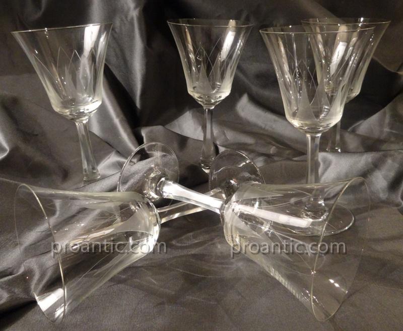 Set Of 6 Water Glasses Crystal Style Art-deco