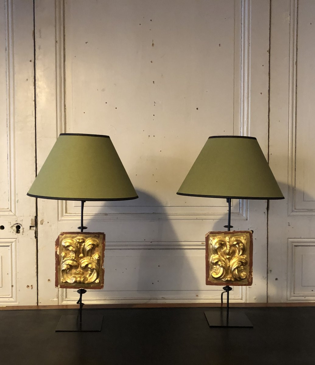 Pair Of 18th Century Wooden Lamps -photo-2