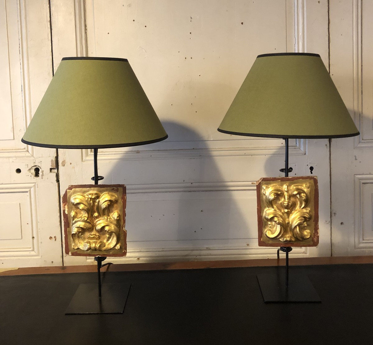 Pair Of 18th Century Wooden Lamps 