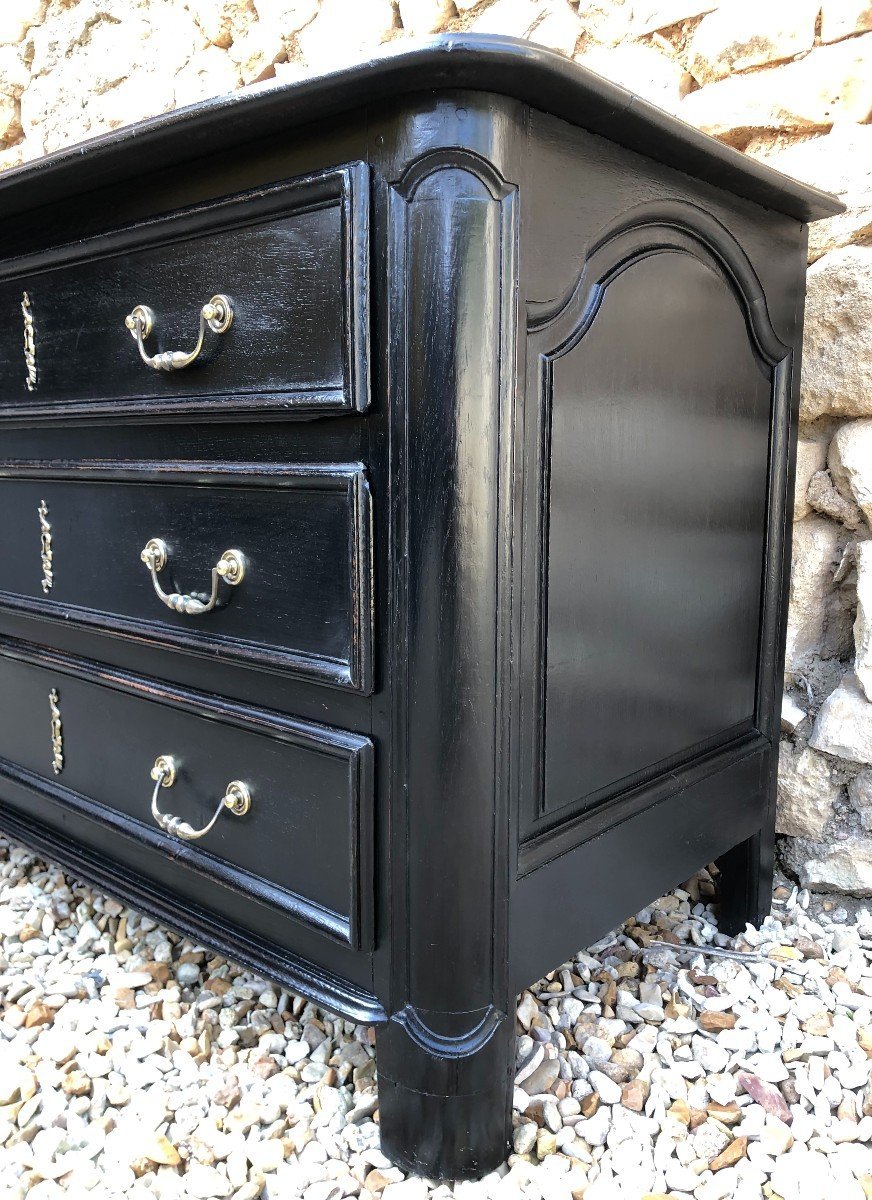 Louis XIV Chest Of Drawers, 18th Century In Blackened Wood-photo-1