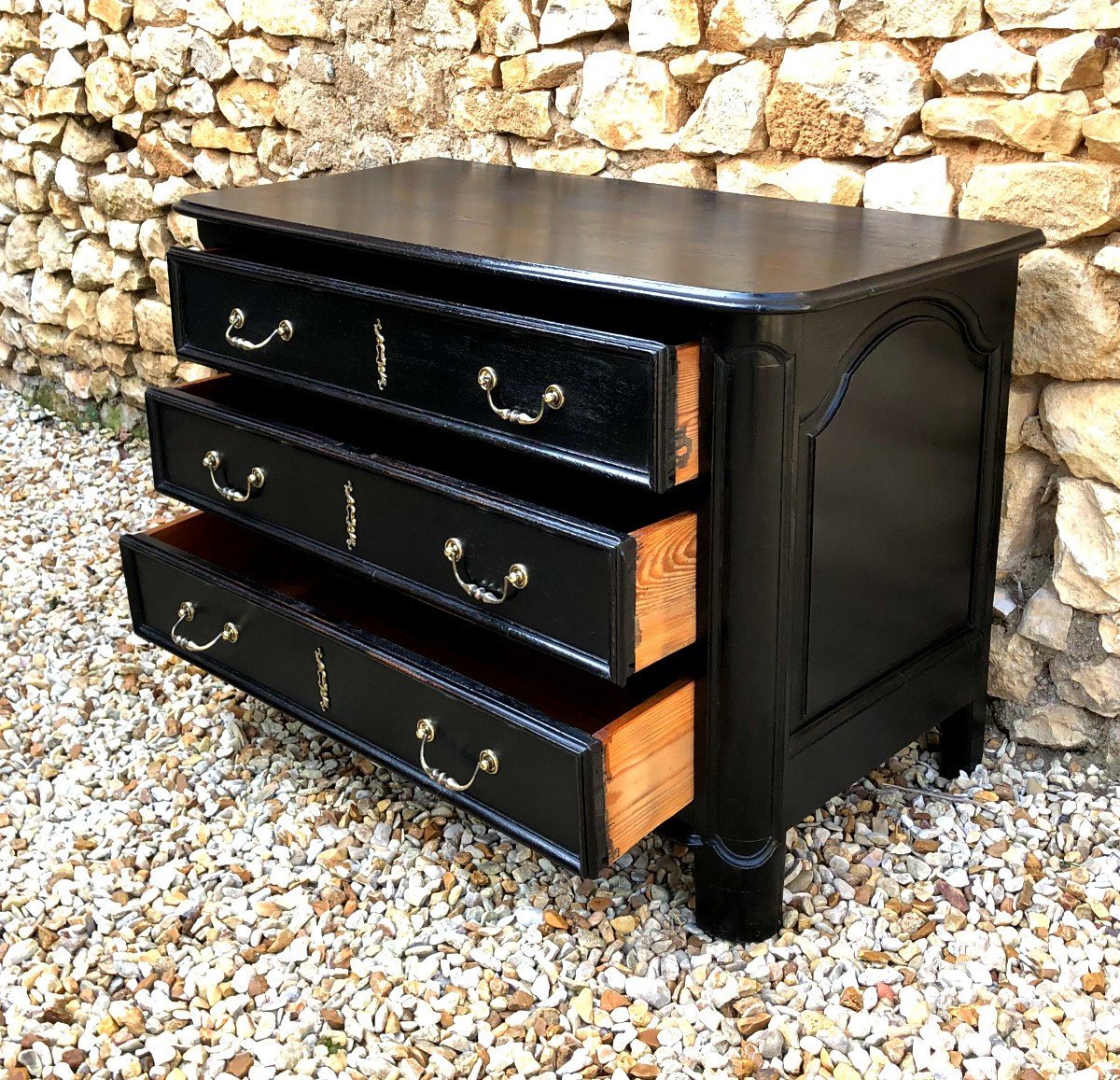 Louis XIV Chest Of Drawers, 18th Century In Blackened Wood-photo-4
