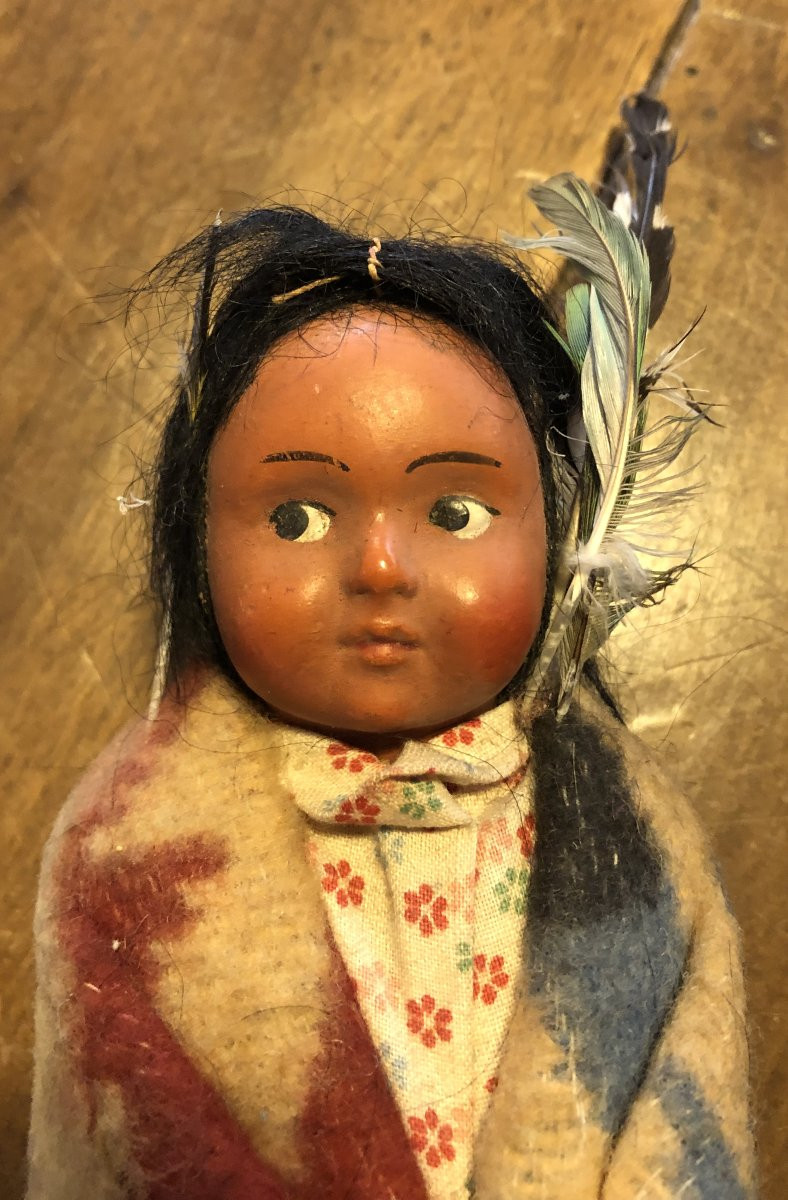 Two Small Native American Skookum Dolls Circa 1930-photo-2