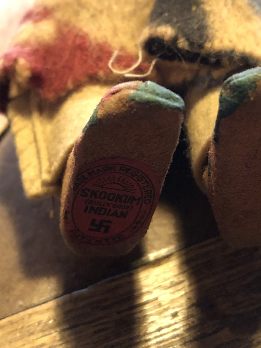 Two Small Native American Skookum Dolls Circa 1930-photo-2