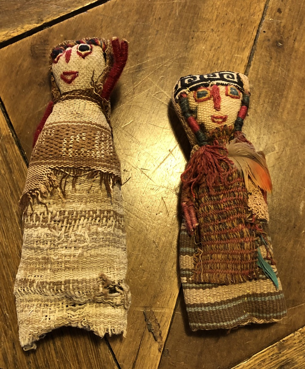 Two Chancay Funeral Dolls, Peru, Circa 1920