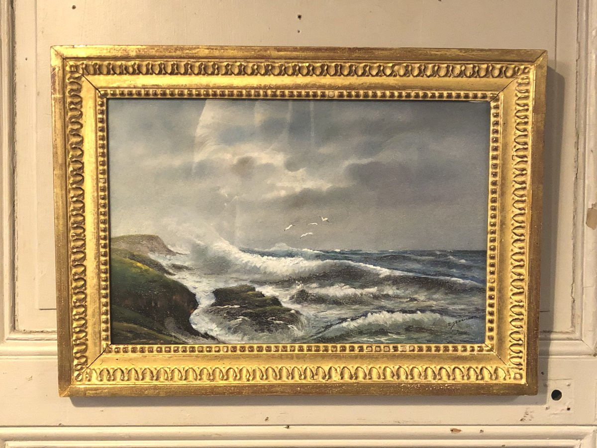 Côtes Bretonne Pair Of Pastels Signed Senamaux 20th Century  -photo-3