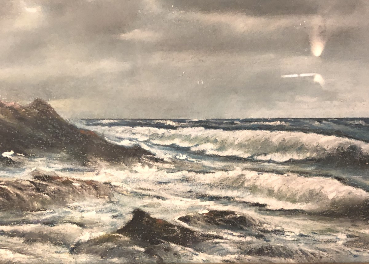 Côtes Bretonne Pair Of Pastels Signed Senamaux 20th Century  -photo-6