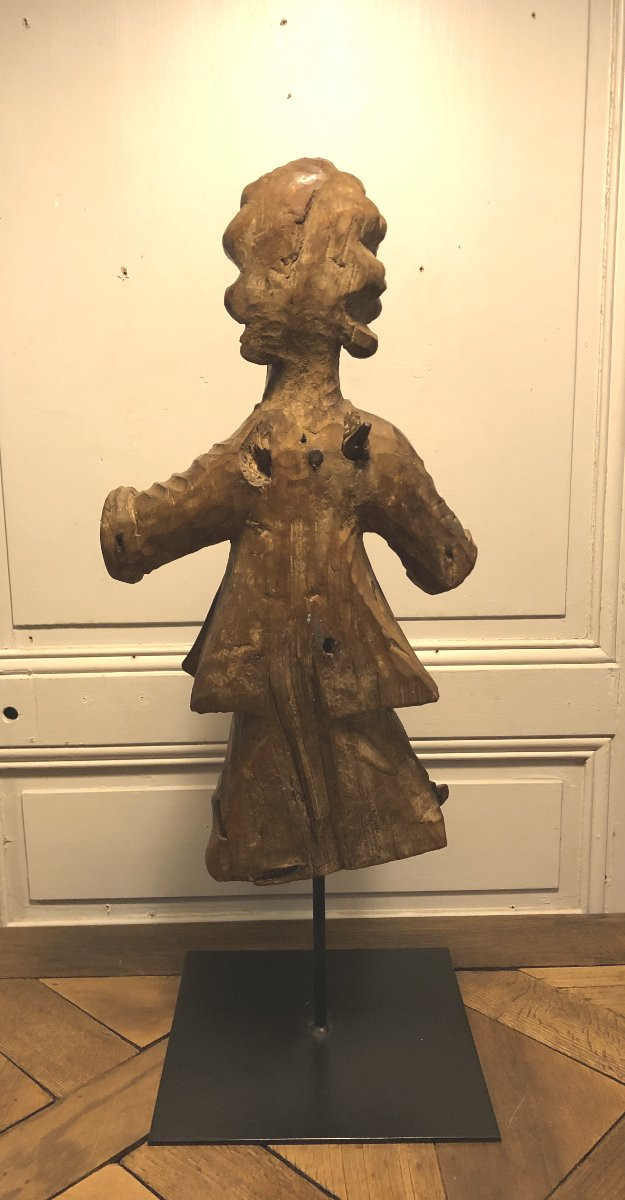 Ange en bois sculpté et polychrome XVII° siècle -photo-3