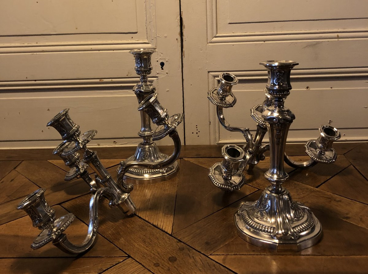 Victor Saglier Pair Of Louis XIV Regency Style Candlesticks -photo-6
