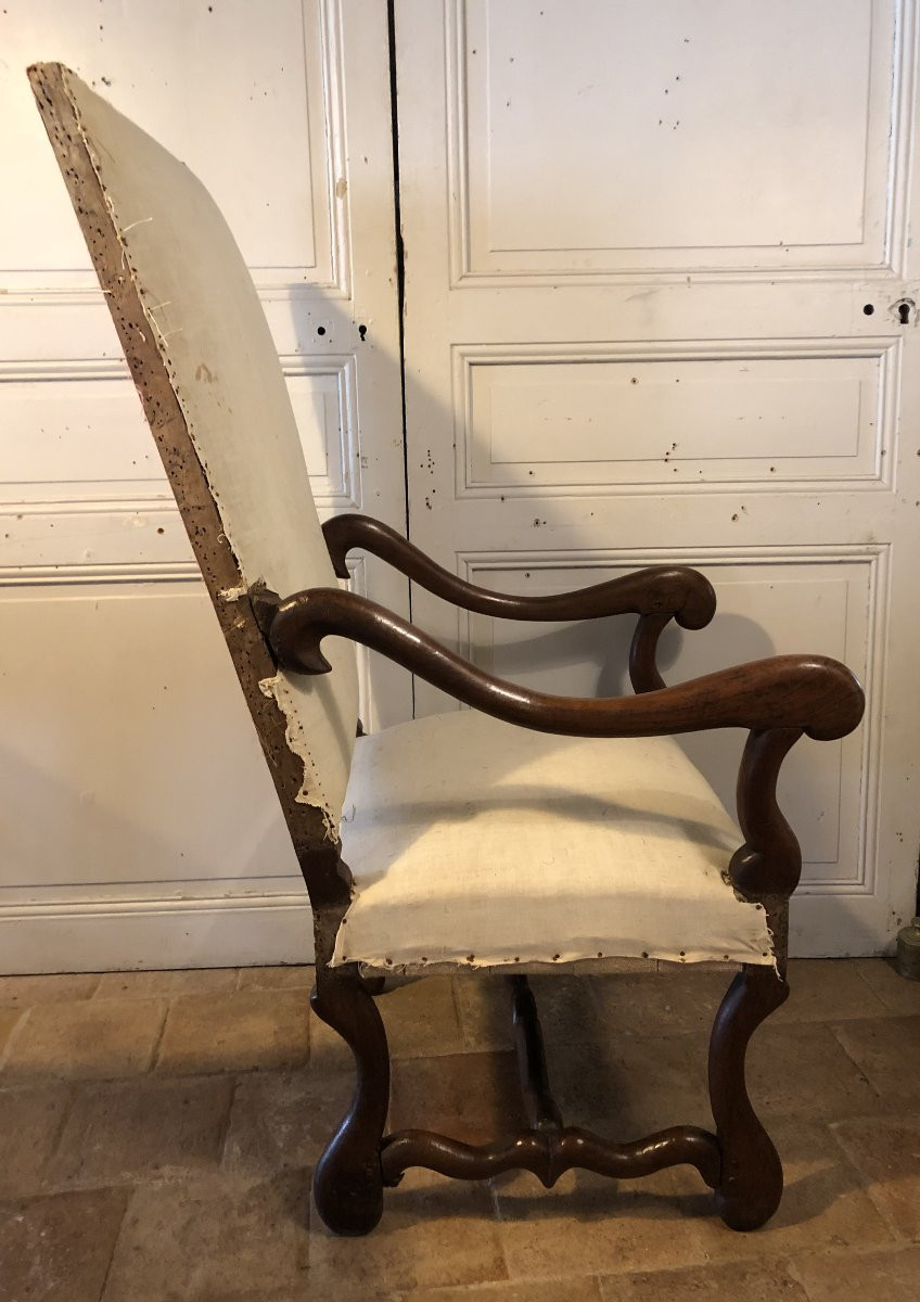 Fauteuil Louis XIV os de mouton en noyer -photo-2