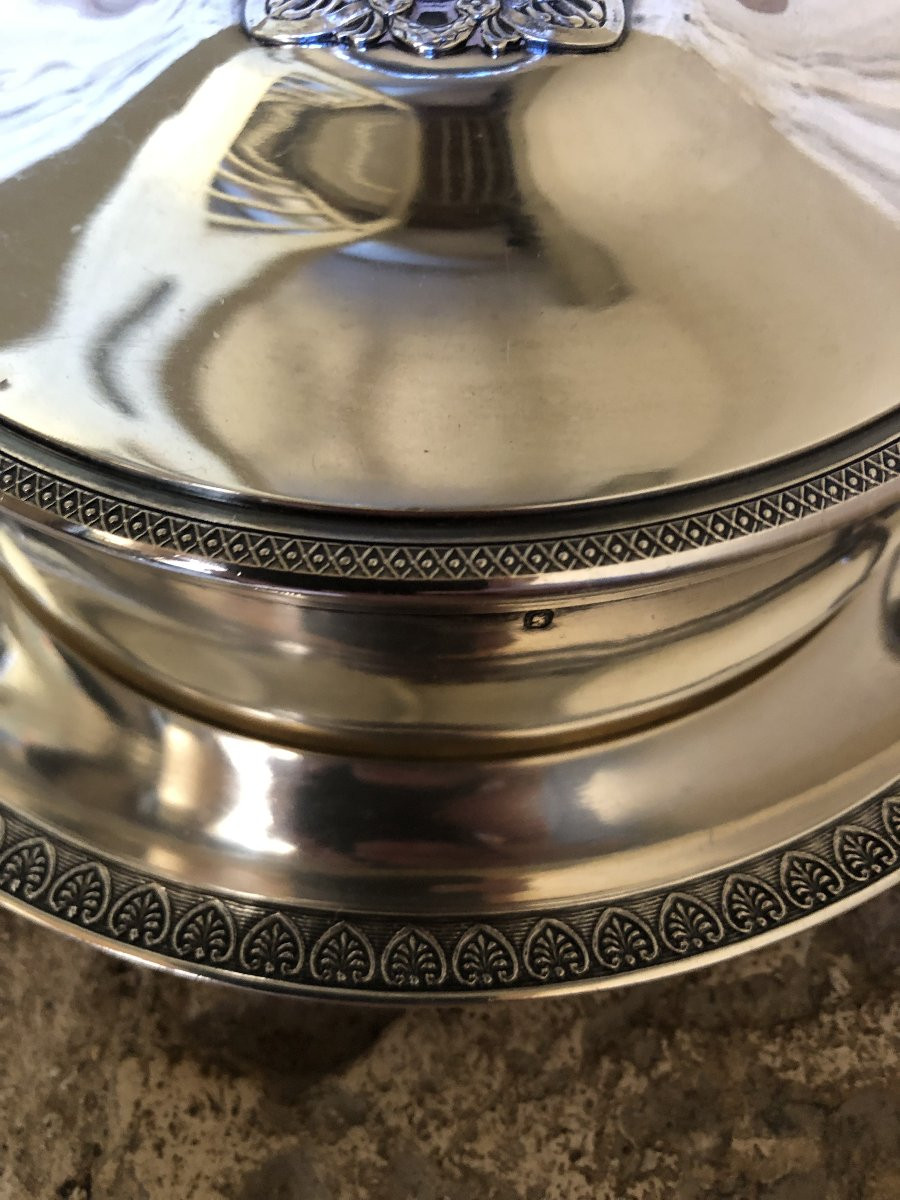 Risler et Carré légumier couvert  en argent poinçon Minerve XIX° siècle -photo-4