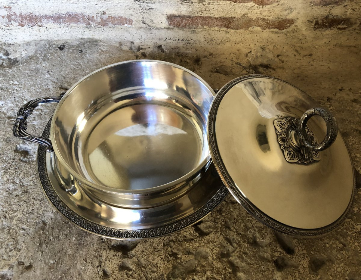 Risler et Carré légumier couvert  en argent poinçon Minerve XIX° siècle -photo-1