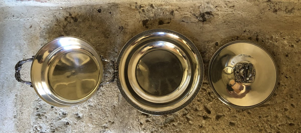 Risler et Carré légumier couvert  en argent poinçon Minerve XIX° siècle -photo-2