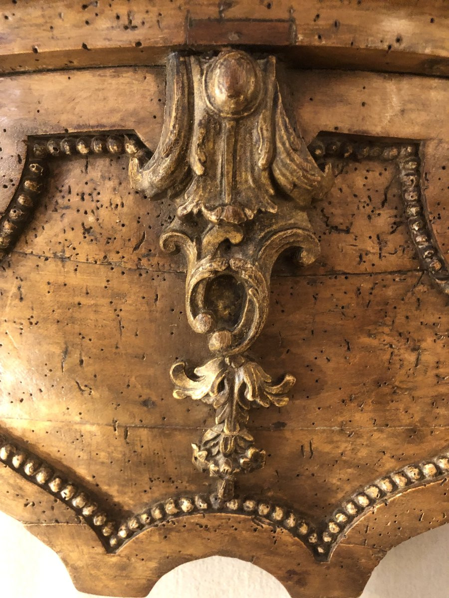 Louis XV Wall Console In Waxed And Gilded Wood, 18th Century -photo-3