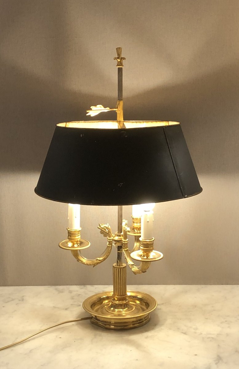 Lampe bouillotte Empire en bronze doré début XIX° siècle -photo-2
